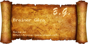Breiner Géza névjegykártya
